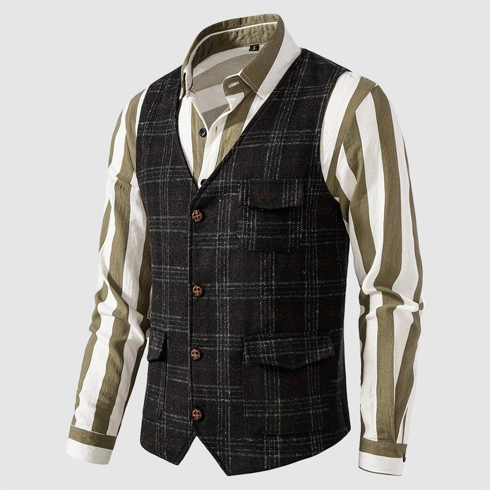 Vintage Men's Waistcoat with Checked Pattern – Henri