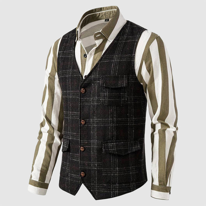 Vintage Men's Waistcoat with Checked Pattern – Henri
