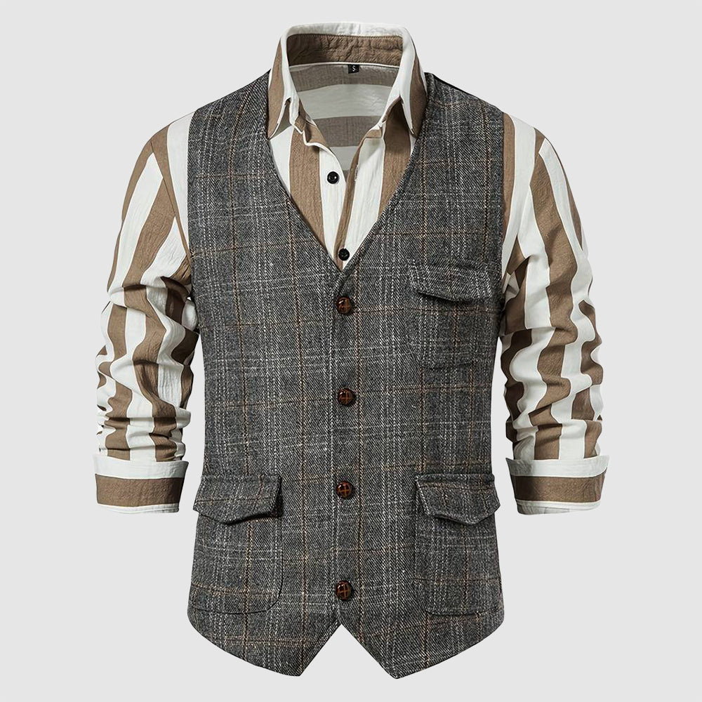 Vintage Men's Waistcoat with Checked Pattern – Henri