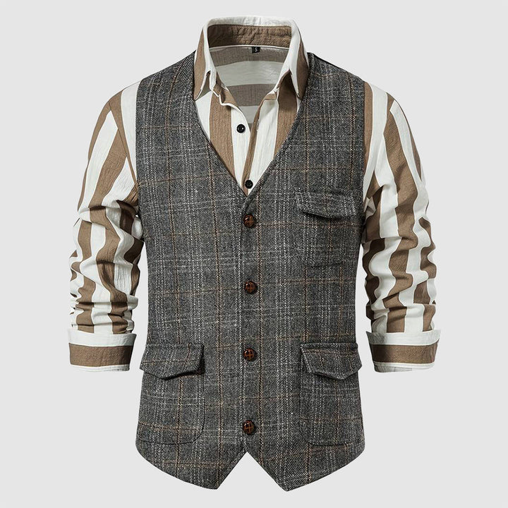 Vintage Men's Waistcoat with Checked Pattern – Henri