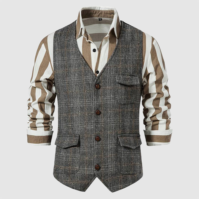 Vintage Men's Waistcoat with Checked Pattern – Henri