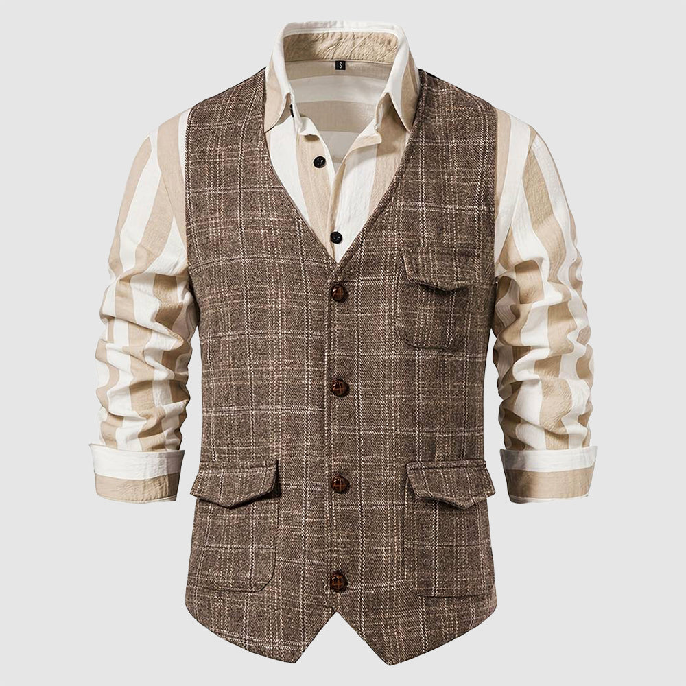 Vintage Men's Waistcoat with Checked Pattern – Henri