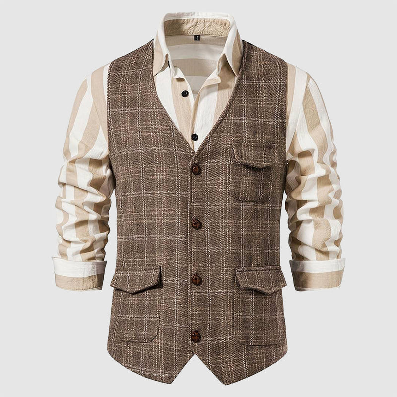 Vintage Men's Waistcoat with Checked Pattern – Henri