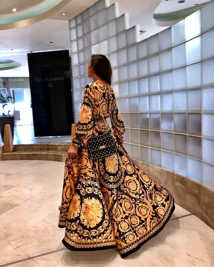 Boho Wrap Summer Dress with Slit and Long Sleeves