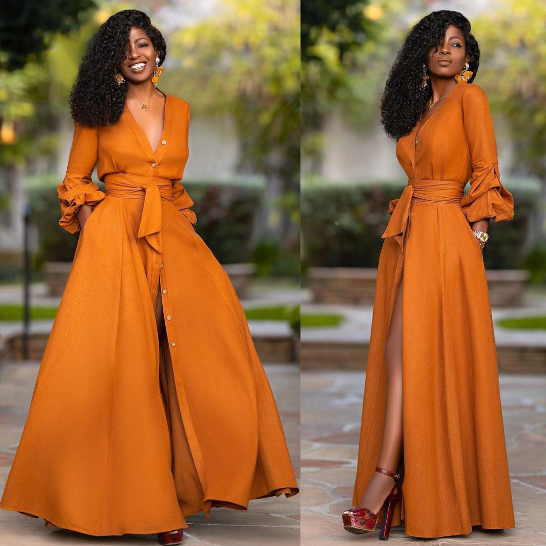 Vintage Wrap Maxi Dress With Belt – Prynella