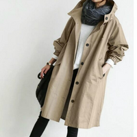 Long Ladies Trench Coat with Hood - Isabelle