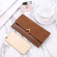 Elegant Long Wallet | Soft Velvet Leather with Gold Clasp