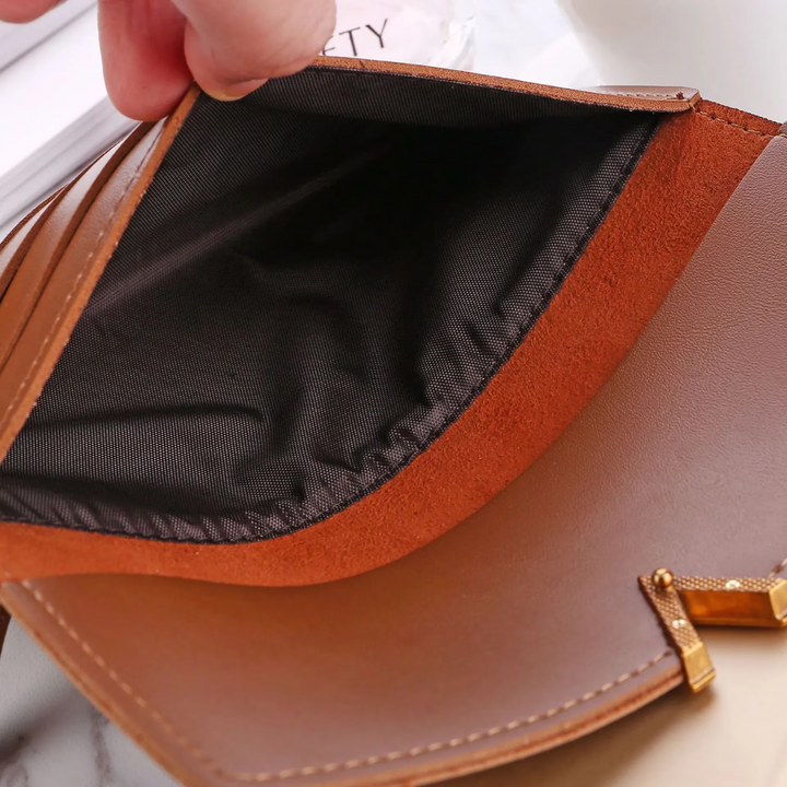Elegant Long Wallet | Soft Velvet Leather with Gold Clasp