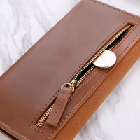 Elegant Long Wallet | Soft Velvet Leather with Gold Clasp