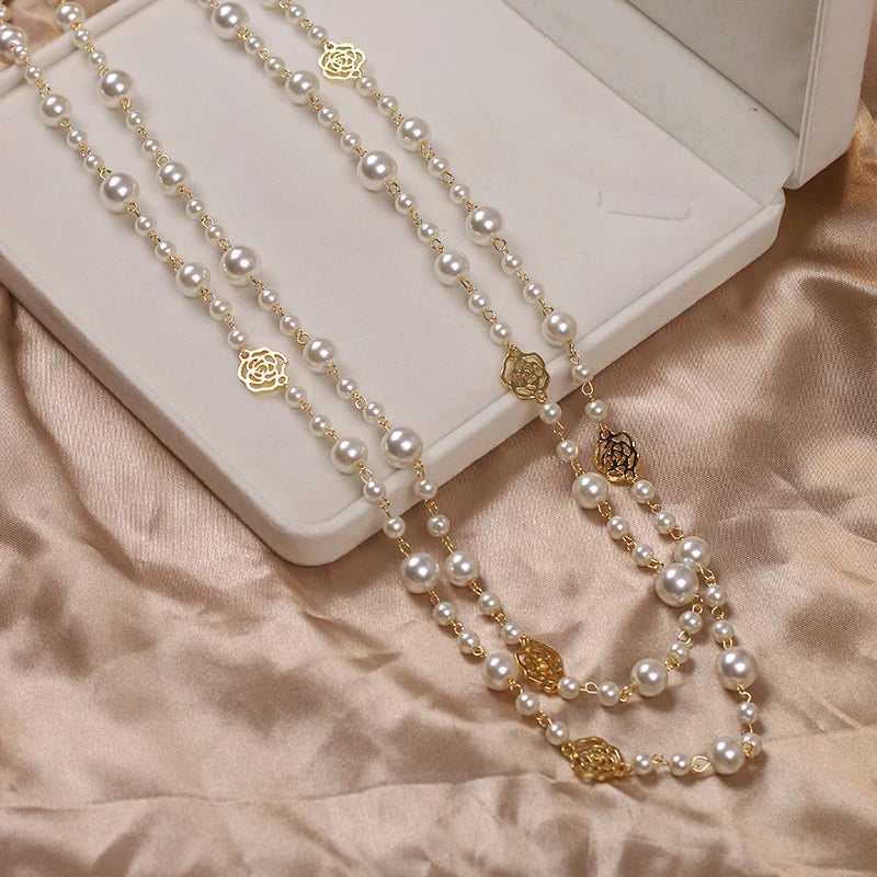 Sophisticated Long Pearl Necklace