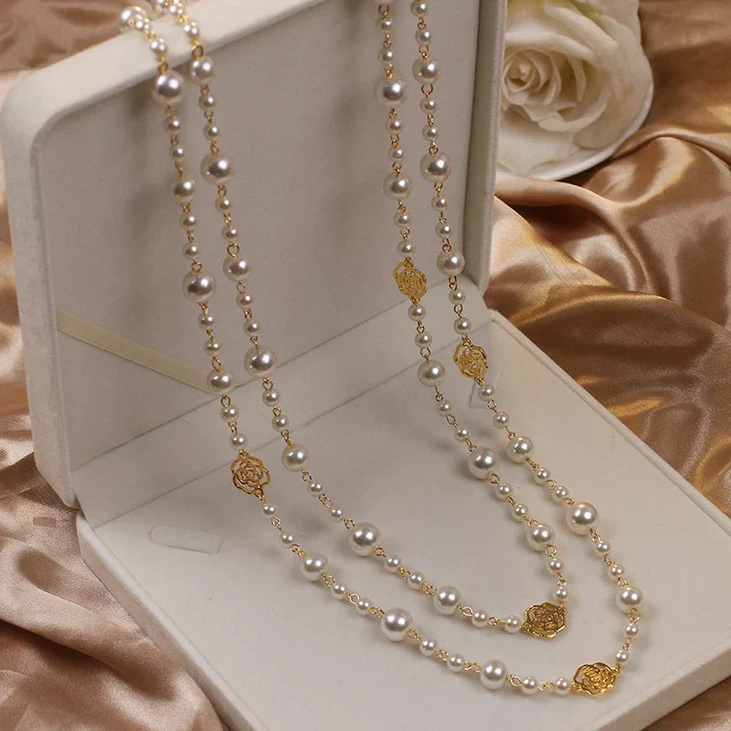 Sophisticated Long Pearl Necklace