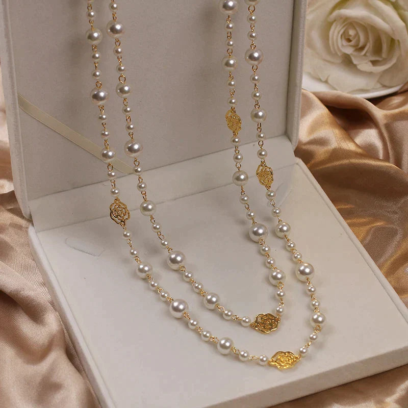 Sophisticated Long Pearl Necklace