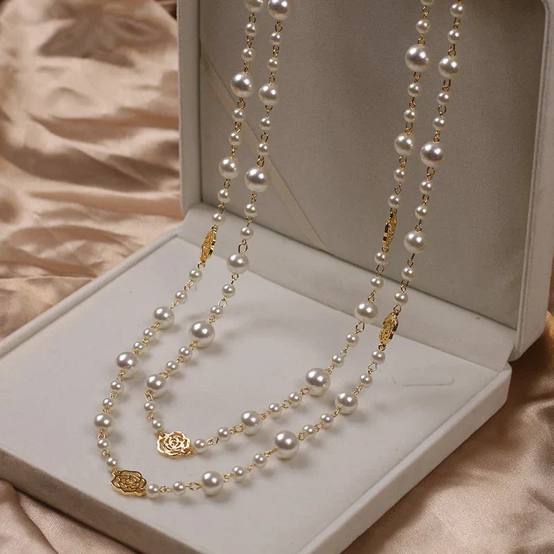 Sophisticated Long Pearl Necklace