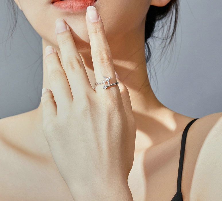 Elegant Flying Aeroplane Ring | Unique Aviation-Inspired Jewellery