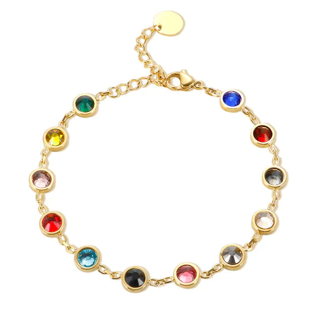 Rainbow Crystal Charm Bracelet | Elegant & Colourful Design