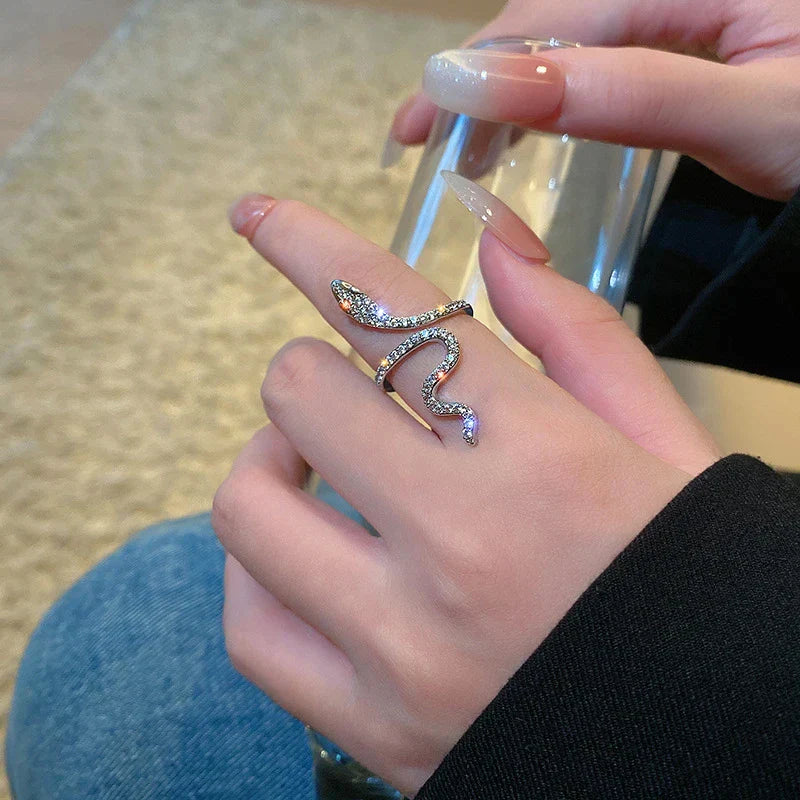 Adjustable Snake Ring | Zirconia Accents | Statement Jewellery