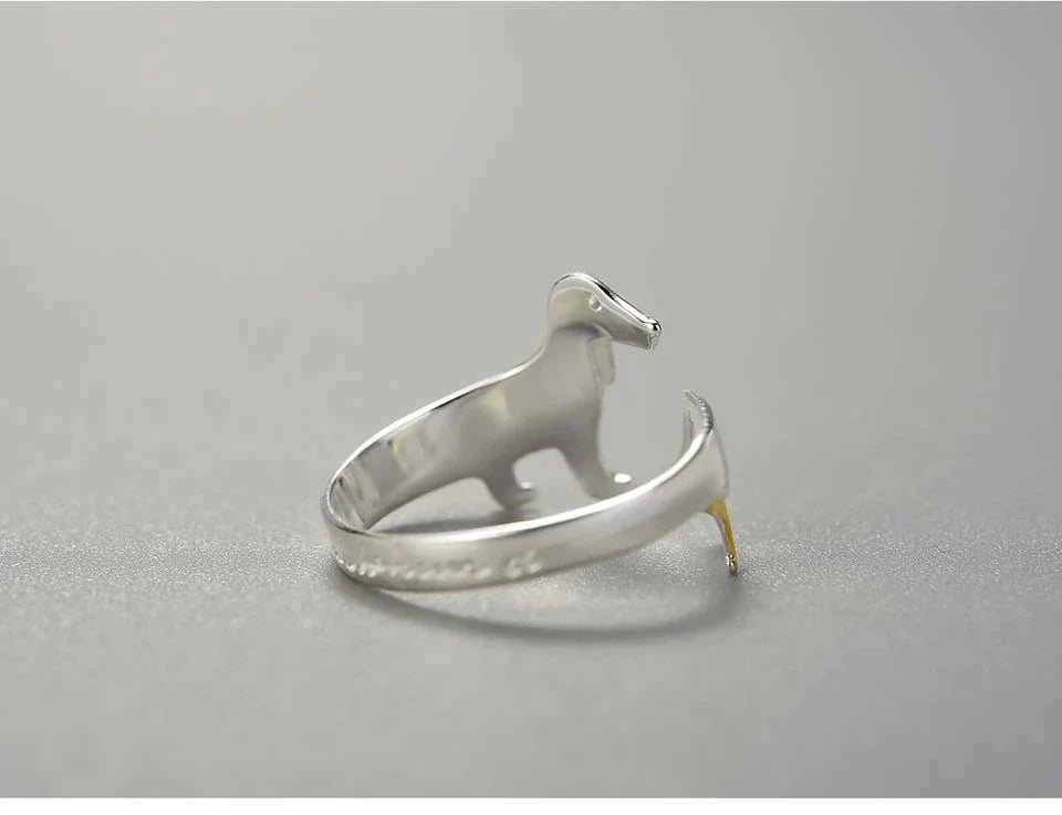 Adjustable Silver Dachshund Ring | Cute Dog Design