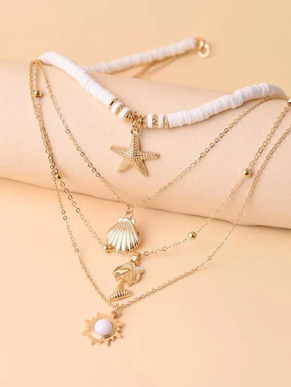 Stylish Starfish Layered Necklace