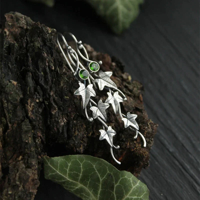 Vintage Leaf Silver Earrings