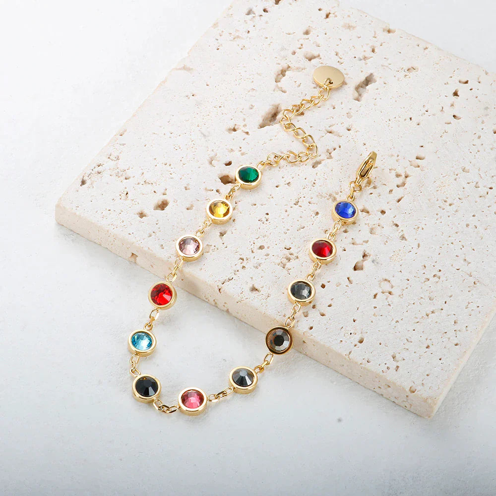 Rainbow Crystal Charm Bracelet | Elegant & Colourful Design