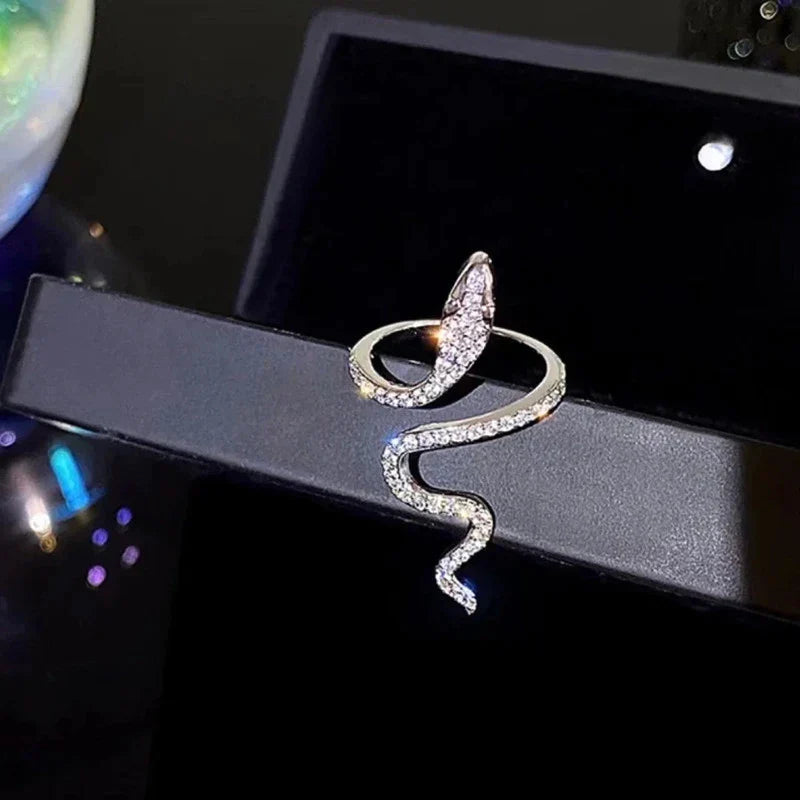 Adjustable Snake Ring | Zirconia Accents | Statement Jewellery