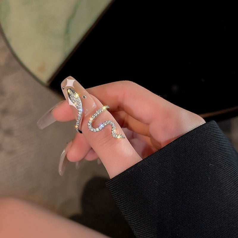 Adjustable Snake Ring | Zirconia Accents | Statement Jewellery