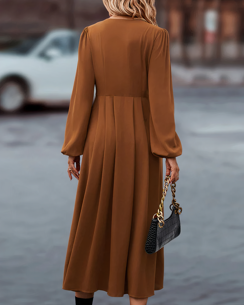 Maxi Autumn Dress with Button Closure – Amira