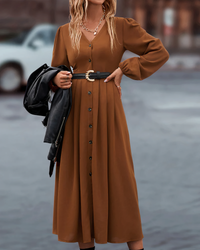 Maxi Autumn Dress with Button Closure – Amira