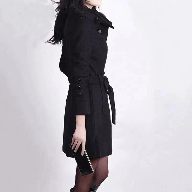 Women's coat with belt & double button placket – Alvara