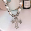 PEARL CROSS PENDANT NECKLACE | Elegant Women's Jewellery | Timeless Design