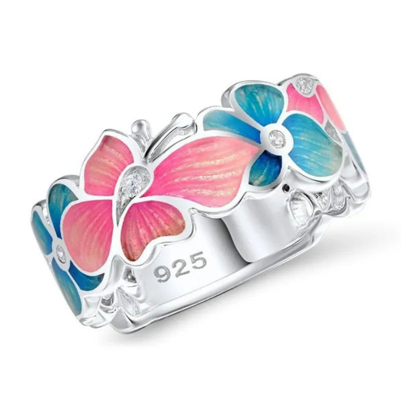 Elegant Enamel Butterfly Ring | Adjustable Fashion Jewellery