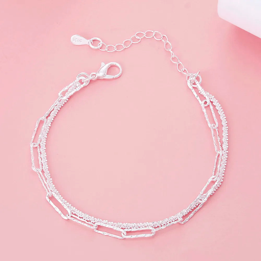 925 Sterling Silver Double Chain Bracelet