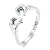 925 Sterling Silver Love Embrace Couple Rings | Adjustable