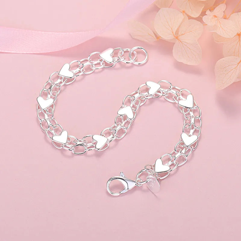 Sterling Silver Heart Bracelet | Classic Elegance