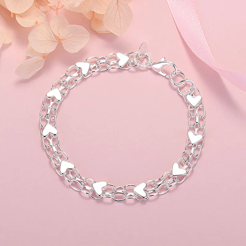 Sterling Silver Heart Bracelet | Classic Elegance