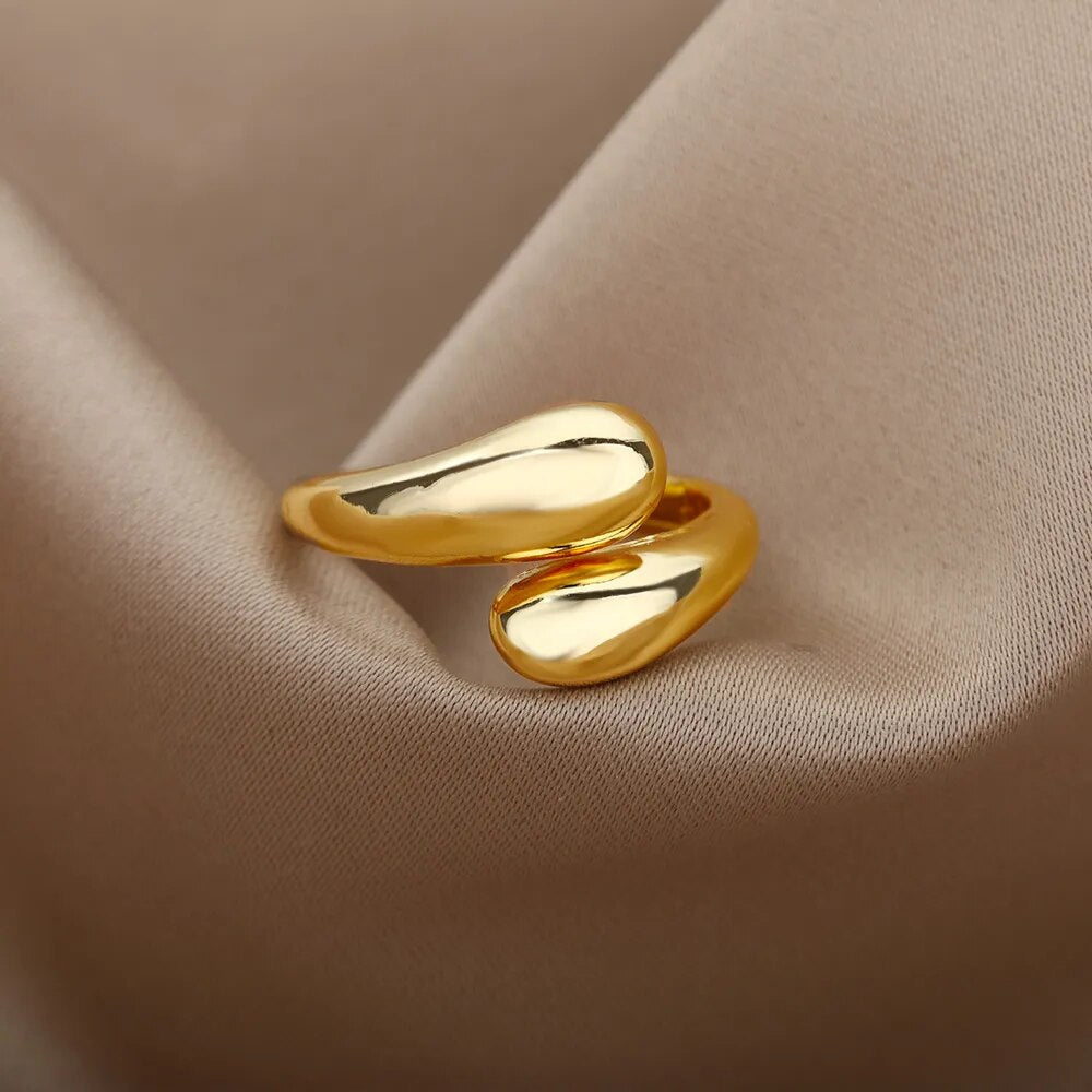 Adjustable Ring with Double Gold Pearls