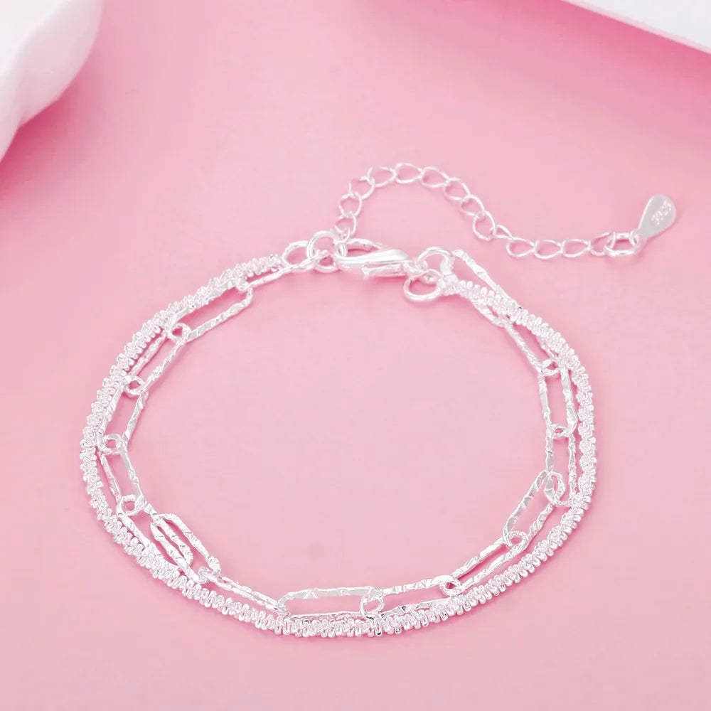 925 Sterling Silver Double Chain Bracelet