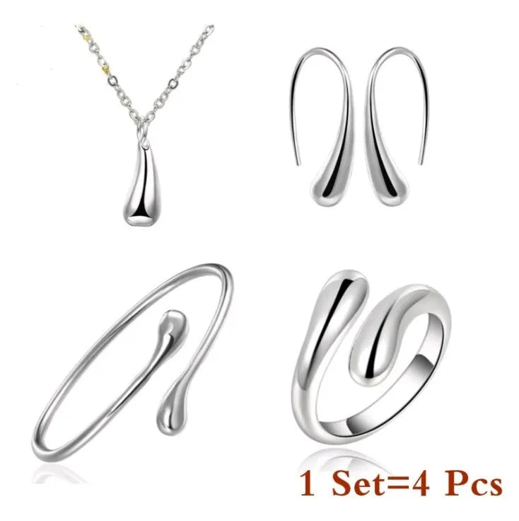 Water Drop Jewellery Set | S925 Silver Four-Piece