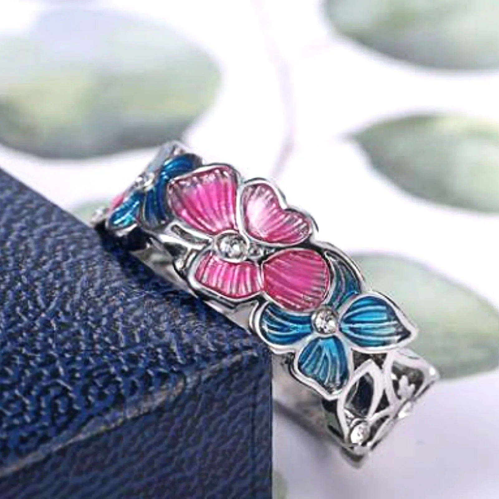 Elegant Enamel Butterfly Ring | Adjustable Fashion Jewellery