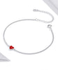 Adjustable Red Heart Charm Bracelet in 925 Sterling Silver