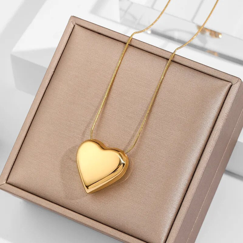 Simple Peach Heart Pendant Necklace | Minimalist Jewellery