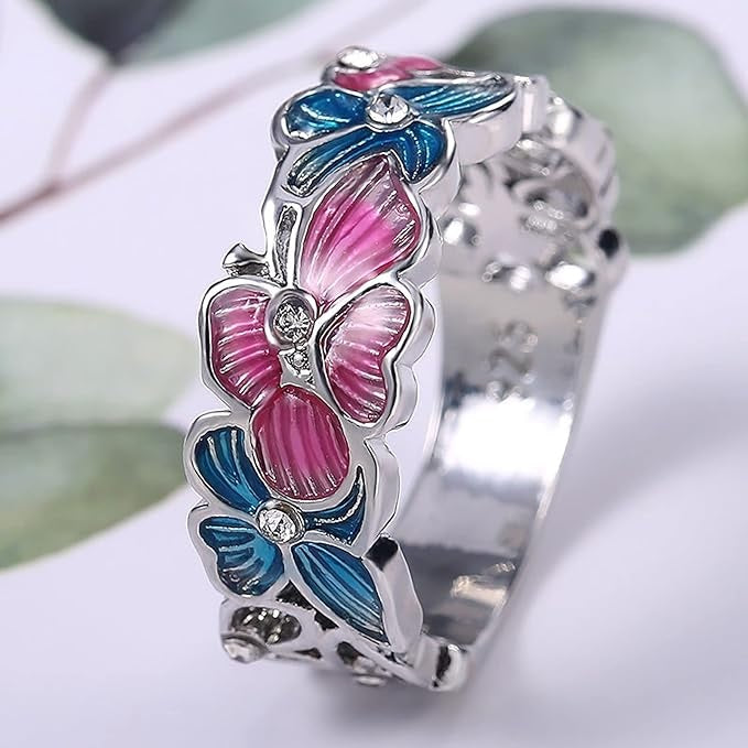 Elegant Enamel Butterfly Ring | Adjustable Fashion Jewellery