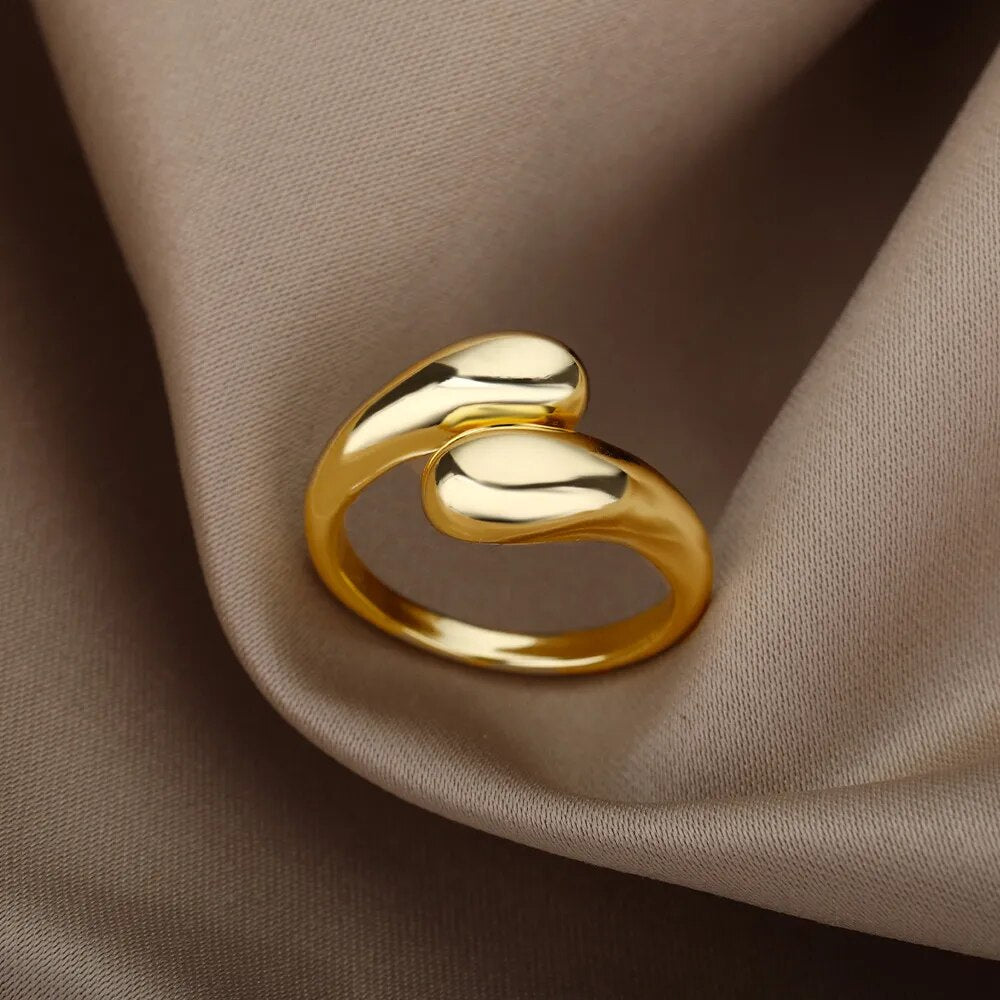 Adjustable Ring with Double Gold Pearls