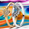 Sparkling Moon & Sun Silver Crystal Ring | Women's Fashion Jewellery