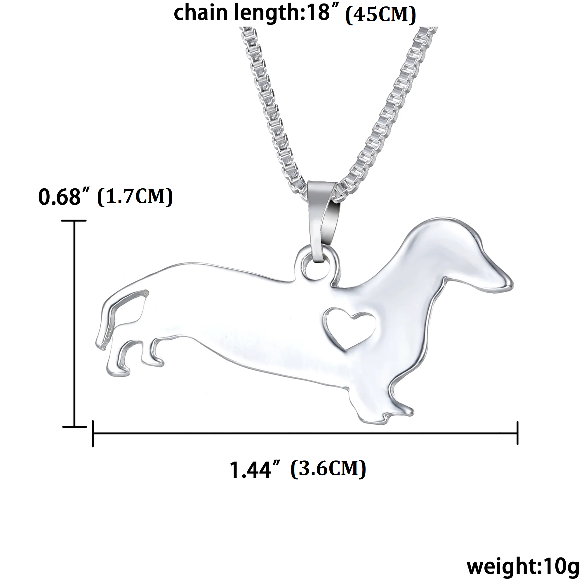 Dachshund Heart Silver Necklace | Sterling Silver Jewellery