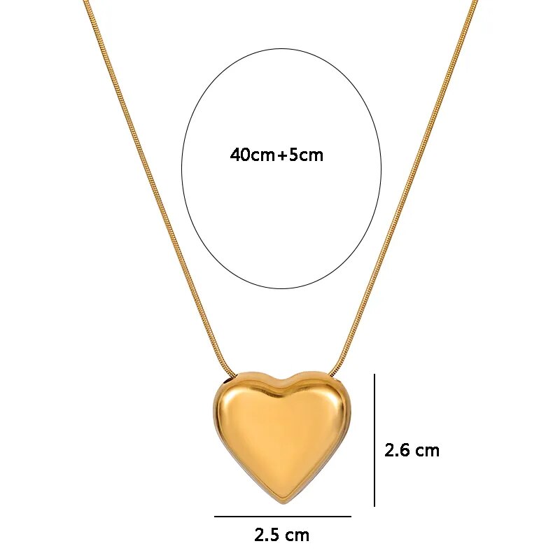 Simple Peach Heart Pendant Necklace | Minimalist Jewellery