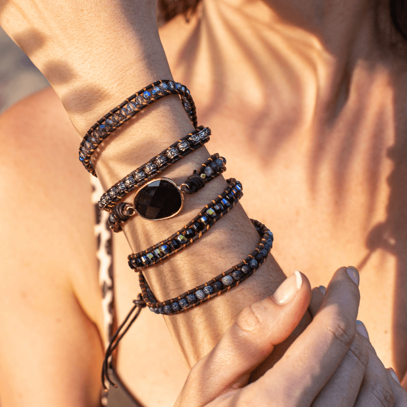 Onyx Moonlight Protective Wrap Bracelet - Lunara