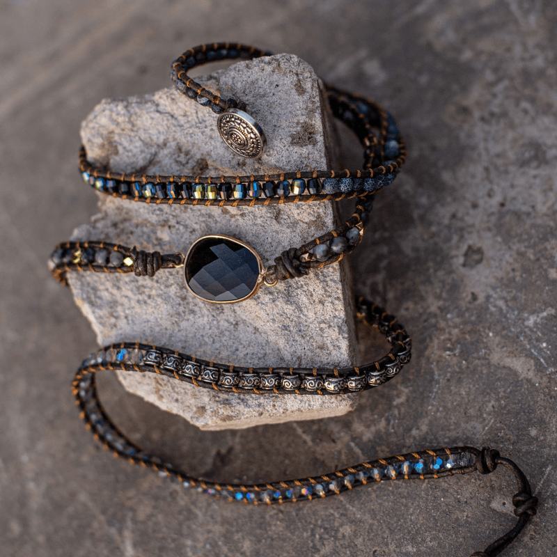 Onyx Moonlight Protective Wrap Bracelet - Lunara