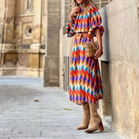 Coloured Print Midi Dress - Sophia