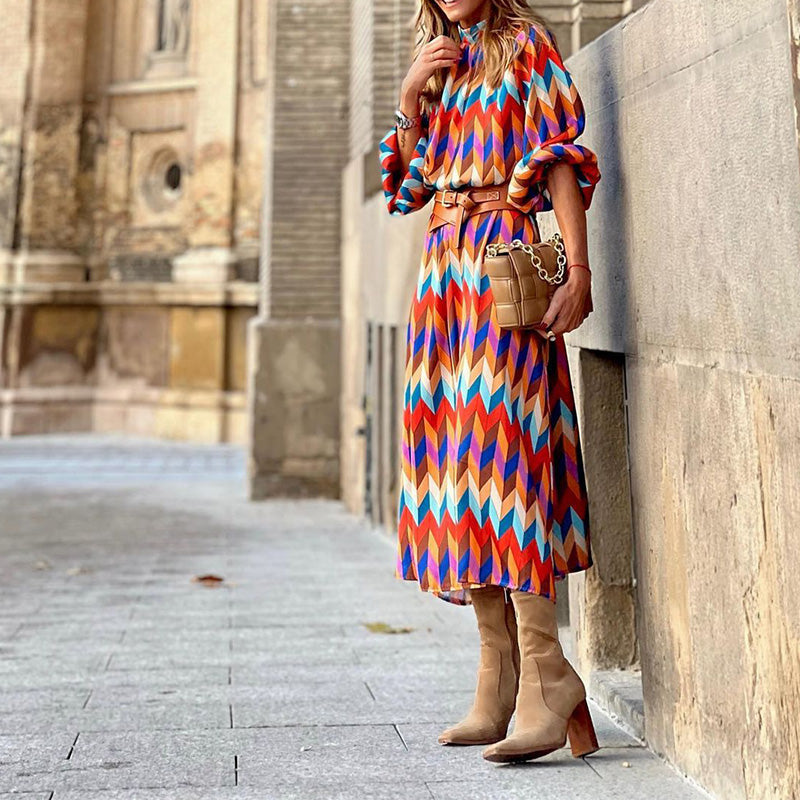 Coloured Print Midi Dress - Sophia